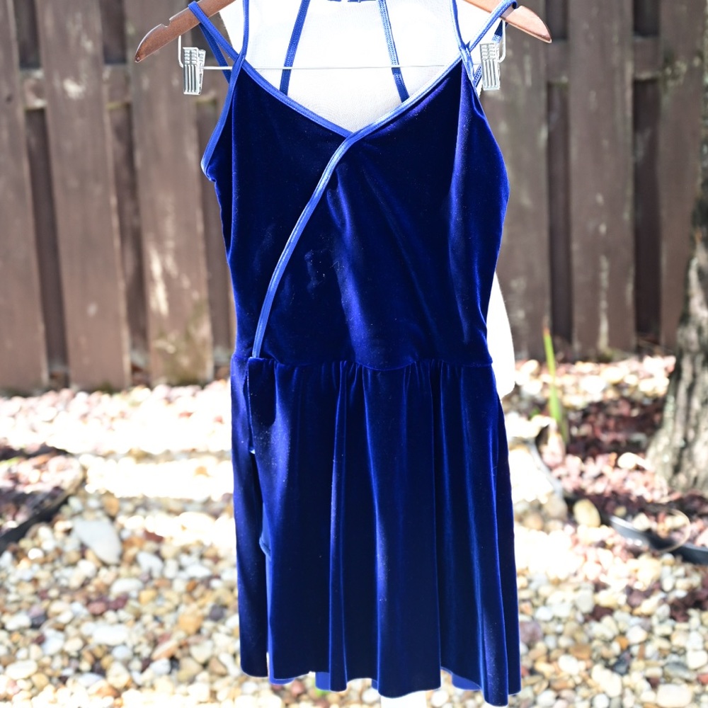 Royal Blue Strap Back Velvet Dance Costume